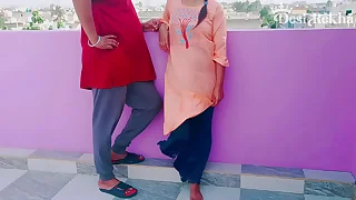 Outdoor terrace sex with sister-in-law &vert; doggy style hard have sexual intercourse hindi audio